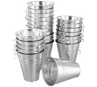 TAICHEUT 24 PCS 12.8x11.5x6.5cm Mini Metal Buckets, Small Tin Pails with Handles for Storing Flower