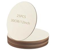 TAICHEUT 25 PCS 30cm Unfinished Wood Circles, 3mm Thick Wooden Round Discs, 12 Inch Round Wooden Blank Plaque for Craft, DIY