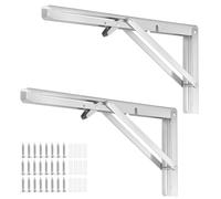 TAICHEUT 2PCS Folding Shelf Brackets, 14 Inch Heavy Duty Stainless Steel Wall Mounted Shelf Support for Kitchen, Table
