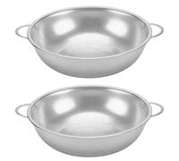 TAICHEUT 2PCS Stainless Steel Colander, 5 Quart Large Micro Perforated Strainer with Handle Base for Kitchen Pasta, Rice, Fruits