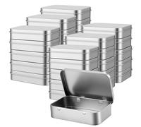 TAICHEUT 30 Pack Rectangular Hinged Tin Boxes with Lids, Small Metal Storage Containers for Tea, Candy and Jewelry Organization