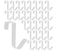 TAICHEUT 30Pcs Single Over Door Hooks, White Heavy Duty Door Hangers Wreath Hooks Metal for Clothes, Towels in Bathroom Kitchen Cupboard Cabinet Bedroom