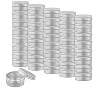TAICHEUT 40 PCS 50ml Aluminum Tin Cans with Screw Lids, Empty Round Metal Containers for DIY Crafts, Cream, Candle Making, Lip Balm,Travel Storage