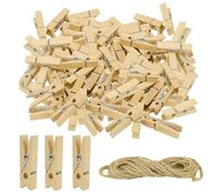 TAICHEUT 400 PCS Mini Wooden Pegs, 3.5cm Natural Wood Tiny Craft Clips for Photo Wall Display, Wedding Decor, DIY Art Projects