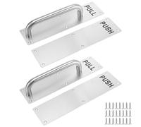 TAICHEUT 4PCS Stainless Steel Sliding Door Handle, 30 x 8cm Heavy Duty Push Pull Handle Plate with Screws for Entrance, Bathroom, Garage, Restaurant