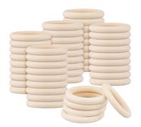TAICHEUT 50 Pcs 70mm Wooden Rings, Unfinished Teething Solid Curtain Wood Hoops for Crafts, DIY Jewelry Making, Home Decor