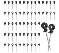 TAICHEUT 60 Pack Electric Fence Insulators, 6 Inch Screw-in Long Arm Stand Off for Tape Rope Wire on Wood Posts, Agricultural, Garden Fencing Solution