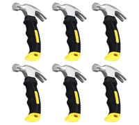 TAICHEUT 6PCS 8oz Small Claw Hammer, Mini Stubby Camping Hammer with Anti-Slip Soft Handle for Camping, DIY, Home Repairs