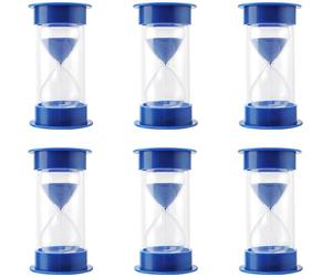 TAICHEUT 6PCS Sand Timer, 5 Minute Blue Plastic Hourglass, Practical Visual Sand Timer for Time Management Living Room Bedroom Office Decorations
