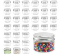 TAICHEUT 80 PCS 30ml Plastic Jars with Silver Aluminum Lids, 1oz Clear Plastic Storage Containers for Handicrafts, Candy, Cookies, Sweet