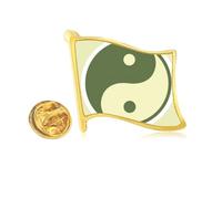 Taichi China Eight Diagram Golden Metal Flag Lapel Pin Badge