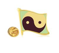 Taichi China Eight Diagram Golden Metal Flag Lapel Pin Badge