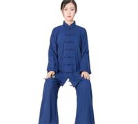 Taichi Wushu Uniform Cotton Kungfu Training Clothes Kids Adult Martial Arts WingChun Suit for Tai Chi, Martial Arts(Blue,XXXL(185cm))