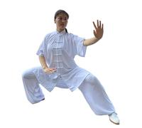 Taichi Wushu Uniform Cotton Kungfu Training Clothes Kids Adult Martial Arts WingChun Suit for Tai Chi, Martial Arts(White 2,M(165cm))