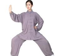 Taichi Wushu Uniform Cotton Kungfu Training Clothes Kids Adult Martial Arts WingChun Suit for Tai Chi, Martial Arts(Grey,XXXL(185cm))
