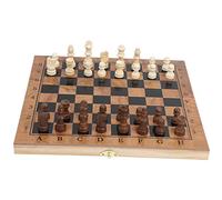 Taidda 3 in 1 Chess Set Wooden Folding Board Game Portable Draughts Checkers Educational Toy for Children Logic Training Travel Size Brown 11.6"x5.7"x1.6"
