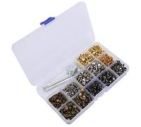 Taidda 360pcs Double Cap Brass Rivets Set Rust-proof Crafts Tools with 3 Sizes (6mm, 8mm, 12mm) and 4 Colors (Gold, Silver, Antique Brass, Gun Gray) for Leather Goods, Backpacks, Overalls, 240g