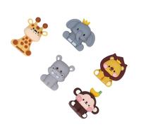Taidda 5Pcs Jungle Safari Animal Cake Toppers Figures Unique Design For Forest Theme Party Soft Rubber Material