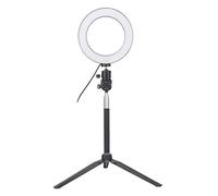 Taidda 6 Inch Dimmable USB LED Ring Fill Light for Photography + Desktop Tripod + Selfie Stick, 10-Level 3 Colors Stepless Dimming + Portable for Beauty Makeup Vloggers Aluminum Alloy White, Warm,