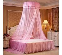 Taidda Breathable Princess Style Round Canopy Lace Bed Curtain Netting for Ladies Bedroom Decoration, Made of High Polyester Material (Pink)