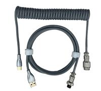 Taidda Coiled Keyboard Cable, Coiled Usb C Cable Pro Custom Usb C Double Sleeved Mechanical Keyboard Cabl For For Gaming (Silver Gray)