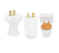 Taidda Dollhouse Miniature Bathroom Set with Exquisite Design, White Four Leaf Clover Bathtub Toilet Sink Kit, 1/24 Mini Dollhouse Accessories (Pure White)