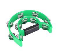 Taidda Double Row Double Jingles 8.9 * 8.1 * 1.8in Musical Instrument Kid Tambourine, Handbell, for student for beginners green