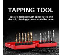 Taidda Durable Coated HSS Screw Thread Tap Drill Bits for Metalworking 12pcs Tapping Tools & Inch for Professional Use