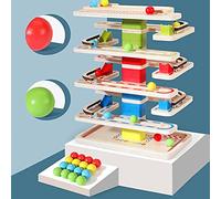 Taidda Educational Wooden Kids Race Ball Ramp Track Toy Set, Rolling Ball Tower Toy for Developing Attention Span, 1-3 Years Old, Multicolor Wooden Frame (Multicolor)