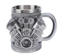 Taidda Engine Design Coffee Mug 3D High Performance Pistons Valves Crankshafts Stainless Steel Resin Construction with Ergonomic Handle for Car Lovers Mechanics Engineers (V8)