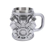 Taidda Engine Design Coffee Mug 3D High Performance Pistons Valves Crankshafts Stainless Steel Resin Construction with Ergonomic Handle for Car Lovers Mechanics Engineers (V6)