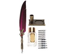 Taidda Feather Pen Set Classic Style Retro Writing Suit for Lover Teacher, Complete Accessories for Calligraphy Exercises, Convenient Classmate, 1.6in Size (purple)