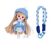 Taidda Jointed Doll Pendant, 15cm Hand Crocheted Clothes Movable Joints with Hanging Strap, for Phone Decor and Collectible Display