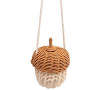 Taidda Kids Rattan Storage Basket Hand Woven Pine Cone Shape Home Decor Fruit Vegetable Toy Photography Props Bag for Boys Girls Indonesian Rattan (Small Shoulder Bag)