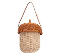 Taidda Kids Rattan Storage Basket Hand Woven Pine Cone Shape Home Decor Fruit Vegetable Toy Photography Props Bag for Boys Girls Indonesian Rattan (Large Handbag)