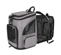 Taidda Large Cat Backpack, Expandable Pet Carrier with 4 Entry Points and Plush Pad, for Small Medium Dogs Cats up to 18lbs, Travel Hiking Camping Vet Visits (Gray)