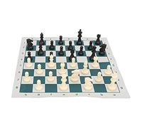 Taidda Large Plastic Chess Set with Chessboard Durable Lightweight King for International Standard Chess Game for Kids and Adults 13.4x13.4in Green and White Checkerboard