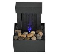 Taidda LED Lighted Desktop Fountain with Natural River Rocks Calming Waterfall Show for Home Office Decor, USB/Battery Powered, Plastic Material, 6.7x4.4x3.6in for Living Room