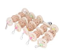 Taidda Loofah Sepak Takraw Chewing Toy Safe Biting Relief with Bells for Birds Parrots, Natural Bird Toy String for Anxiety Relief