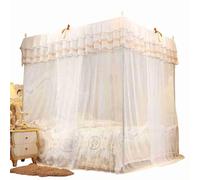 Taidda Luxury Princess Netting Bed Canopy for Ladies Bedroom, Breathable Net with Lace Design, Easy-to-, 4 X Roof Cup 6 X Hook 1 Cable, Suitable for Home Decoration (180 * 200 * 200)