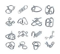 Taidda Metal Brain Teaser Locking Puzzles Set Intelligently Designed for Brain Development for Kids and the Elderly Stainless Steel 16pcs