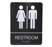 Taidda Modern Bathroom Sign, Brushed Stainless Steel Restroom Sign, Adhesive with Universal Design, Ideal for Business, Men Women Restroom, 7.9x5.9inch