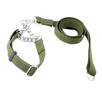 Taidda Pet Lead Leash Harness Durable Polyester Material Stainless Steel Metal Hook Separable Chest Strap Prevent Choking Comfortable for Medium and Large Dogs Green