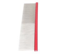 Taidda Pet Steel Comb Gentle Massaging Stainless Steel Teeth Grooming Tool for Long and Short Haired Breeds, Ergonomic Handle for Comfort, Pet Grooming (Red 16cm/6.3in)