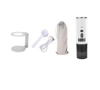 Taidda Portable Rechargeable Coffee Maker Fully Automatic Cordless Capsule Machine for Outdoor, Digital Display for Camping Hiking Travel, ABS Stainless Steel 9.3x2.6in (Pearl White)