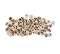 Taidda Printing Wooden Buttons 100pcs Cute Round Decorative Mixed Wooden Buttons for Sewing Craft, Synthetic Wood Material 2 Holes Small for DIY Gift, Skin Friendly (#5)