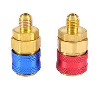 Taidda R134a Quick Coupler Brass Adapters for Automobile AC System Color-Coded for Easy Identification for HVAC Professionals and Enthusiasts Solid Brass Metal Red + Blue