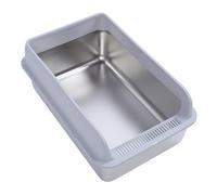 Taidda Stainless Steel Litter Box with Lid Extra Large XL Cat Litter Box High Sided Enclosed Leakproof Non-Stick Easy to Clean for Big Multiple Cats (S)