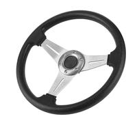 Taidda Universal Drifting Steering Wheel Replacement Sport Accessory for Racing Car Drifters, 14in Wheel for Most Vehicles, Aluminum Alloy + PU, Red (Silver)