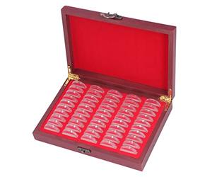 Taidda Vintage Wooden Coin Storage Box with Transparent Protective Case for Coin Collection Kid-Friendly Easy-to-Use Holder for Beginners, Exhibitions, and Business Gifts